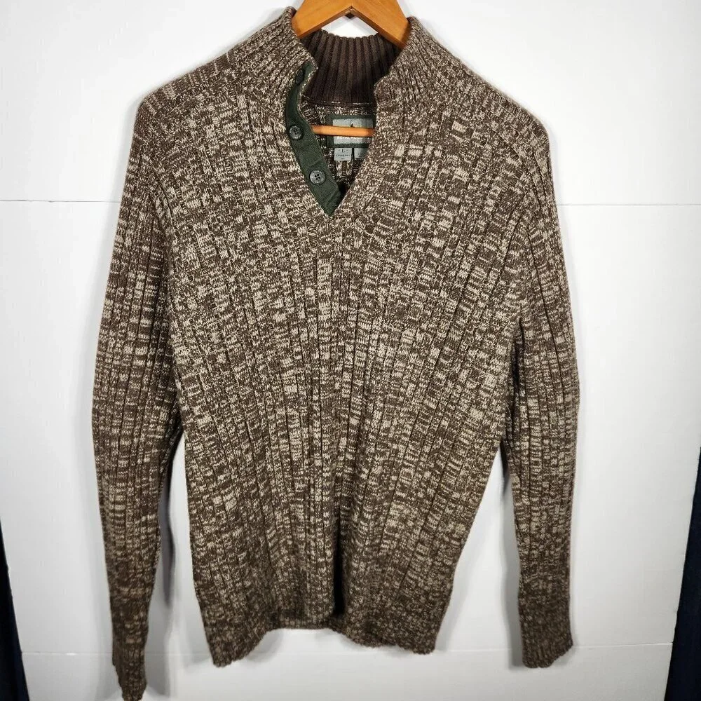 Royal Robbins 3 Button Tan/Brown Sweater Men's Large